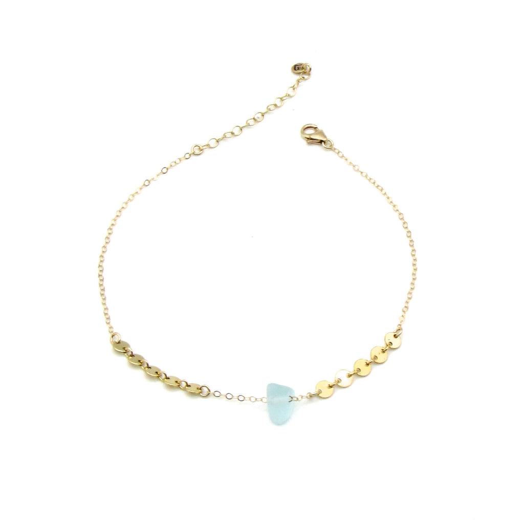 Dorothee Bracelet | Sea Glass + Gold Bracelet-Cool Aqua-Ingrid Caduri Jewelry