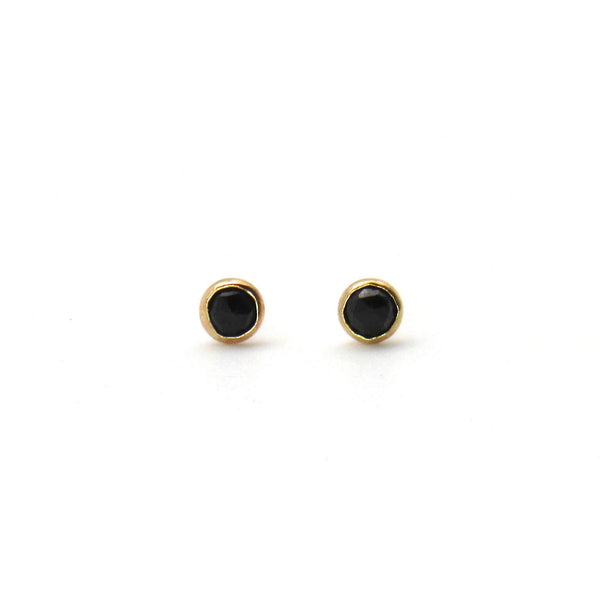 Black Spinel | Rose Cut & Gold Earrings