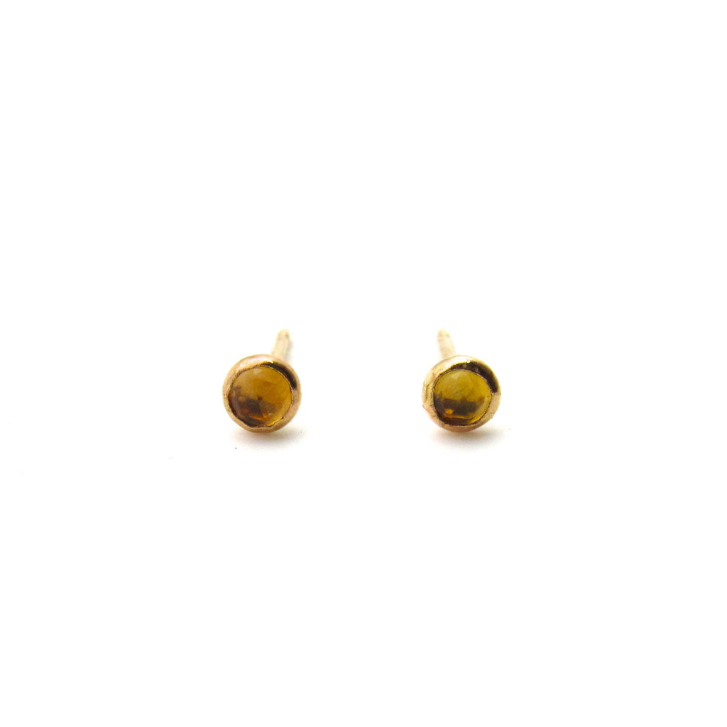 Golden Citrine | Rose Cut & Gold Earrings