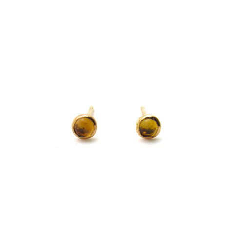 Golden Citrine | Rose Cut & Gold Earrings