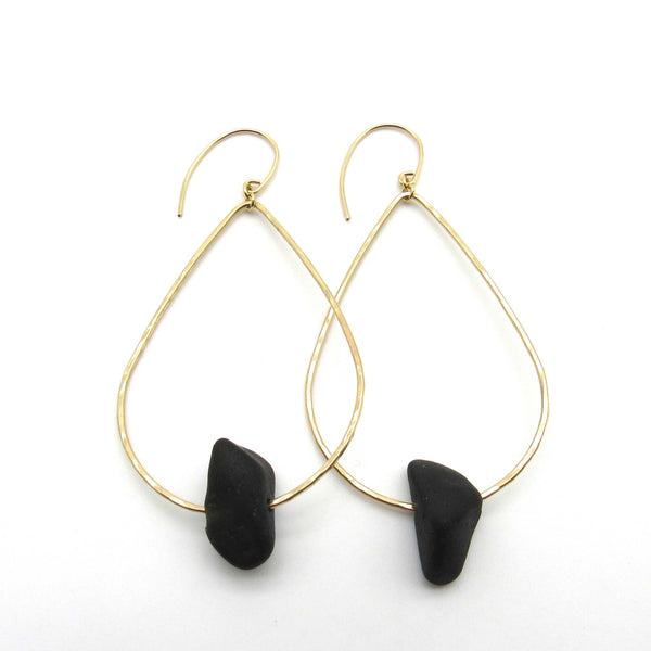 sea glass and gold teardrop earrings