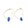 Heart Hoop Earrings | Light Cobalt Sea Glass & Gold