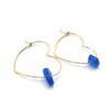 Heart Hoop Earrings | Light Cobalt Sea Glass & Gold