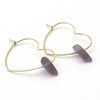 Heart Hoop Earrings | Rare Lavender Sea Glass & Gold