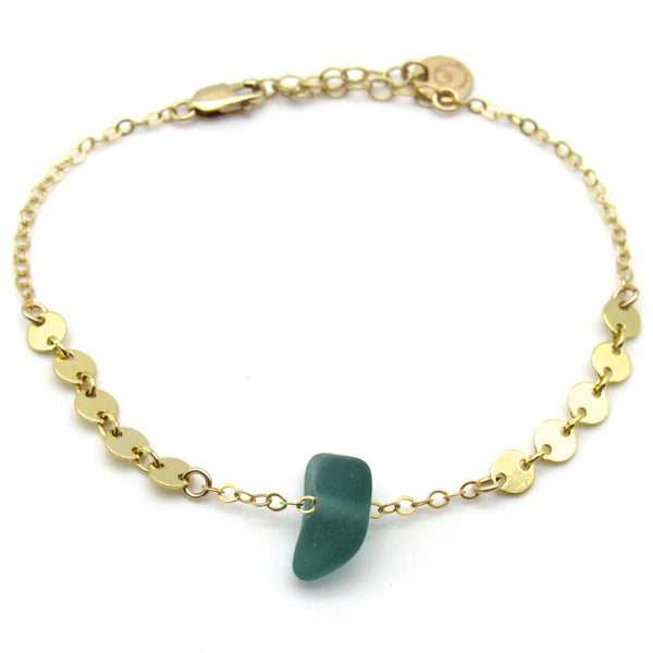 Sea Glass and Gold Bracelet