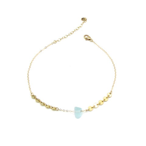 Dorothee Bracelet | Sea Glass + Gold Bracelet-Cool Aqua-Ingrid Caduri Jewelry