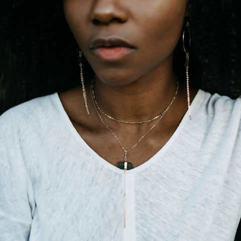 Audrey | Sea Glass + Gold Necklace-Soft Sage Green-Ingrid Caduri Jewelry