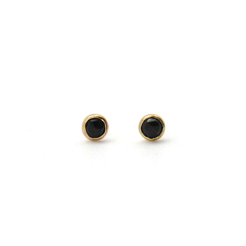 Black Spinel | Rose Cut & Gold Earrings