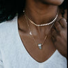 Cecilia | Teal Sea Glass + Gold Necklace