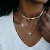 Cecilia | Sea Glass + Gold Necklace-Cool Aqua-Ingrid Caduri Jewelry