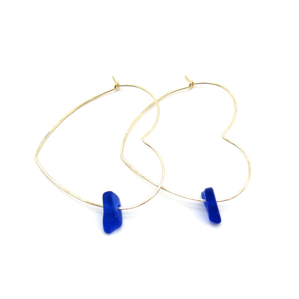 Heart Hoop Earrings | Sea Glass & Gold