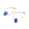 Heart Hoop Earrings | Light Cobalt Sea Glass & Gold
