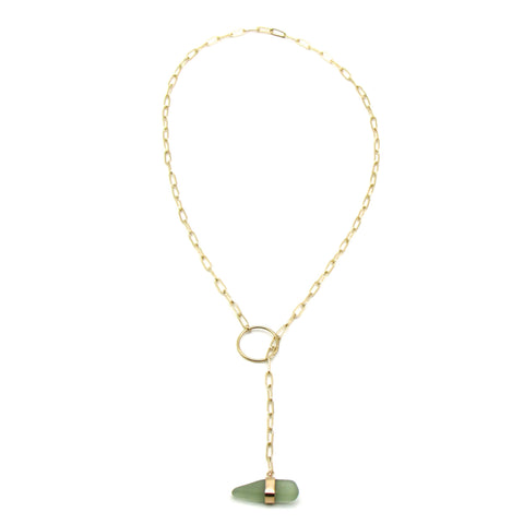 Mia | Sea Glass + Gold Necklace-Soft Sage Green-Ingrid Caduri Jewelry