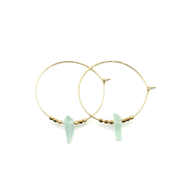 Lacey Hoop Earrings | Sea Glass & Gold