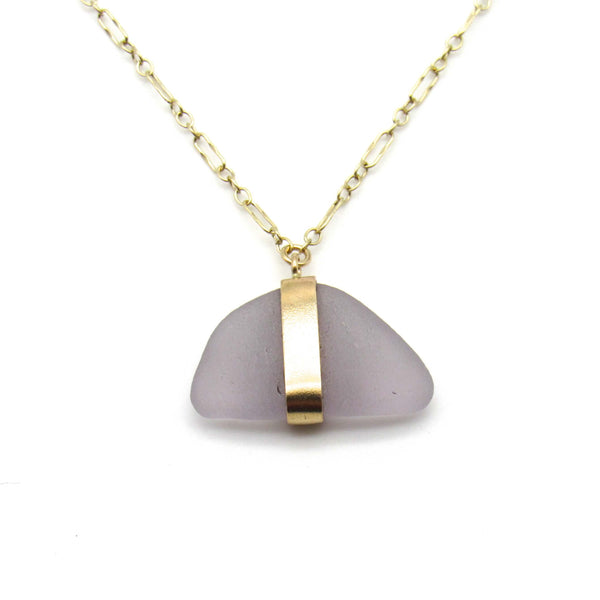 Cheri | Lavender Sea Glass Gold Necklace
