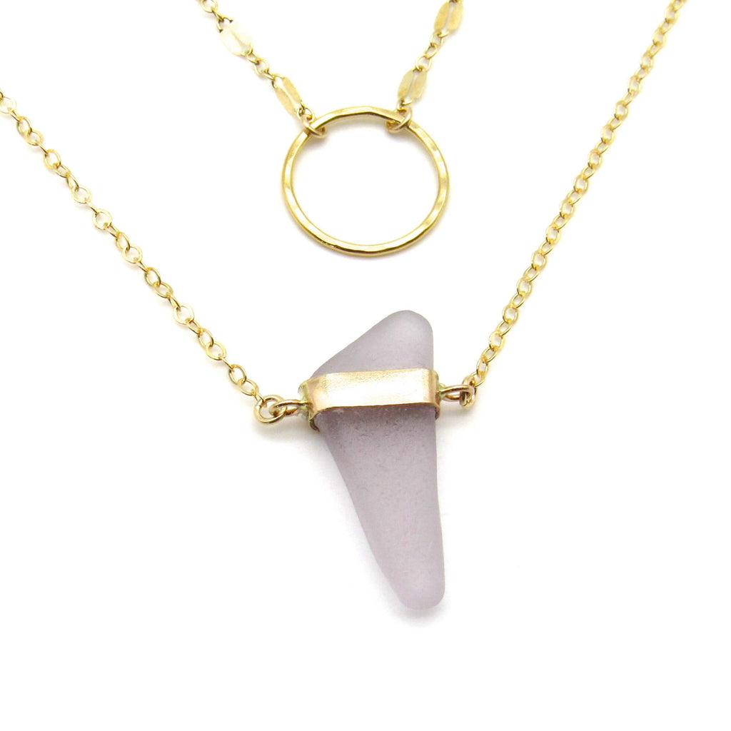 Sasha | Lavender Sea Glass + Gold Necklace
