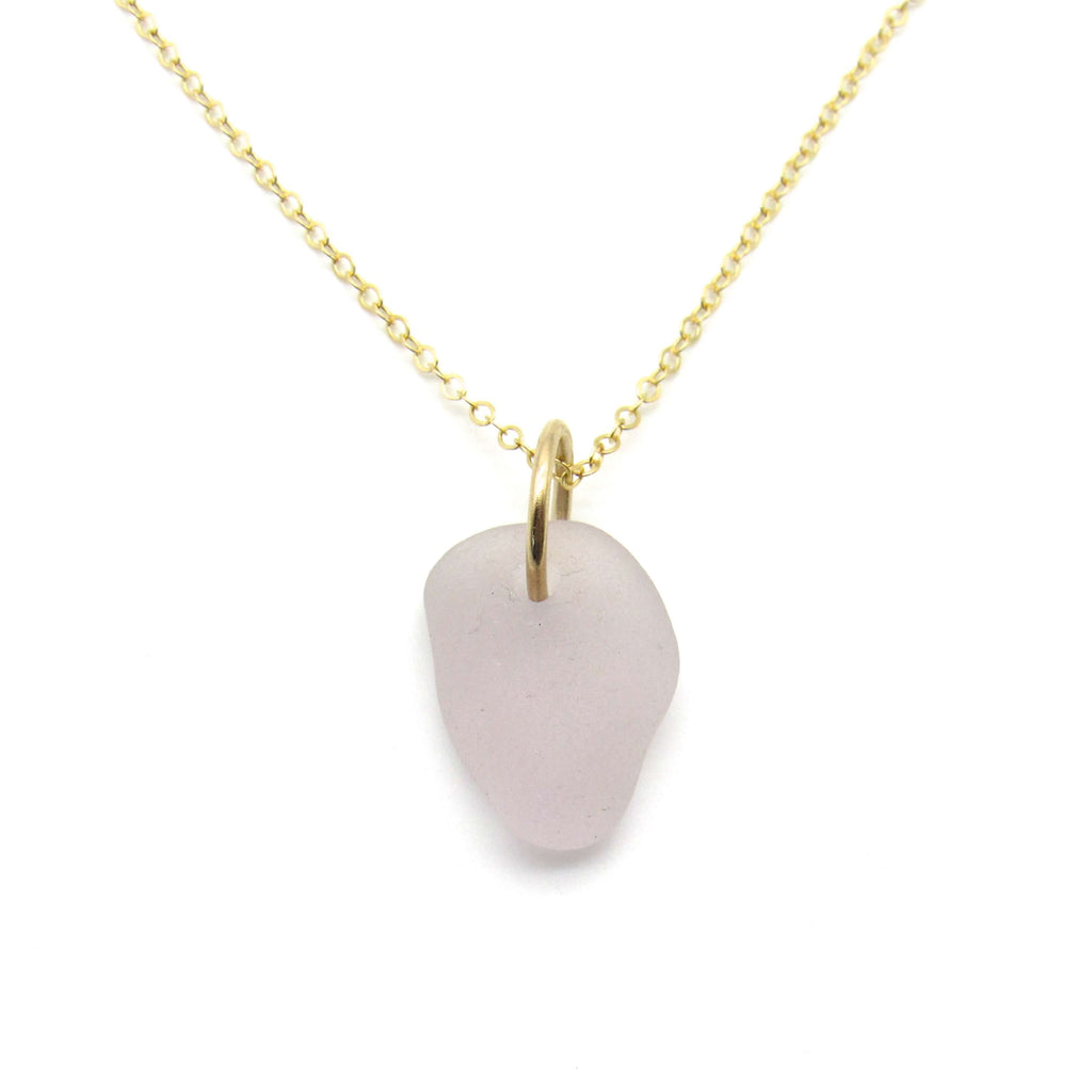 Valentina | Lavender Sea Glass + Gold Necklace