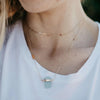 Mae | Sea Glass + Gold Necklace-Cool Aqua-Ingrid Caduri Jewelry