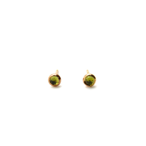 Peridot | Rose Cut & Gold Earrings
