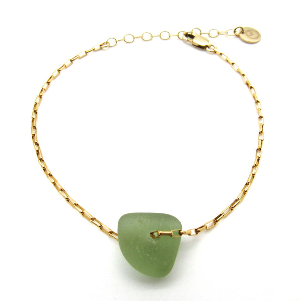 Rae Bracelet | Sea Glass + Gold Bracelet