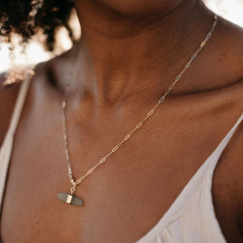 Roseline | Sea Glass + Gold Necklace-Soft Sage Green-Ingrid Caduri Jewelry