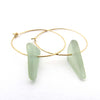 Soft sage green sea glass hoop earrings with dainty hammered gold