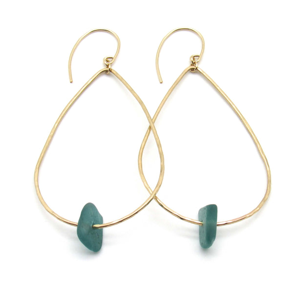 Sea Glass and Gold Earrings