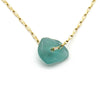 Rose | Teal Sea Glass + Gold Choker Necklace