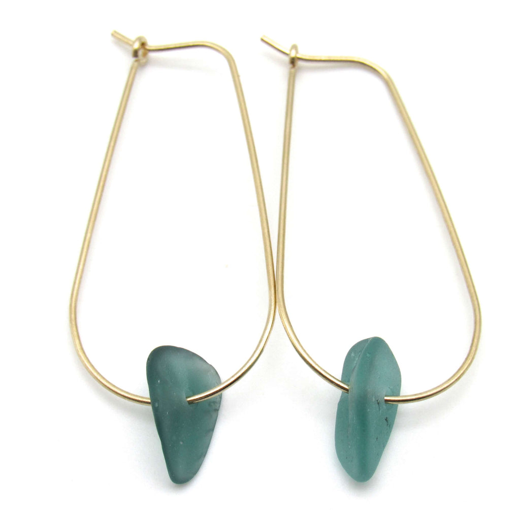 Sea Glass and Gold Earrings