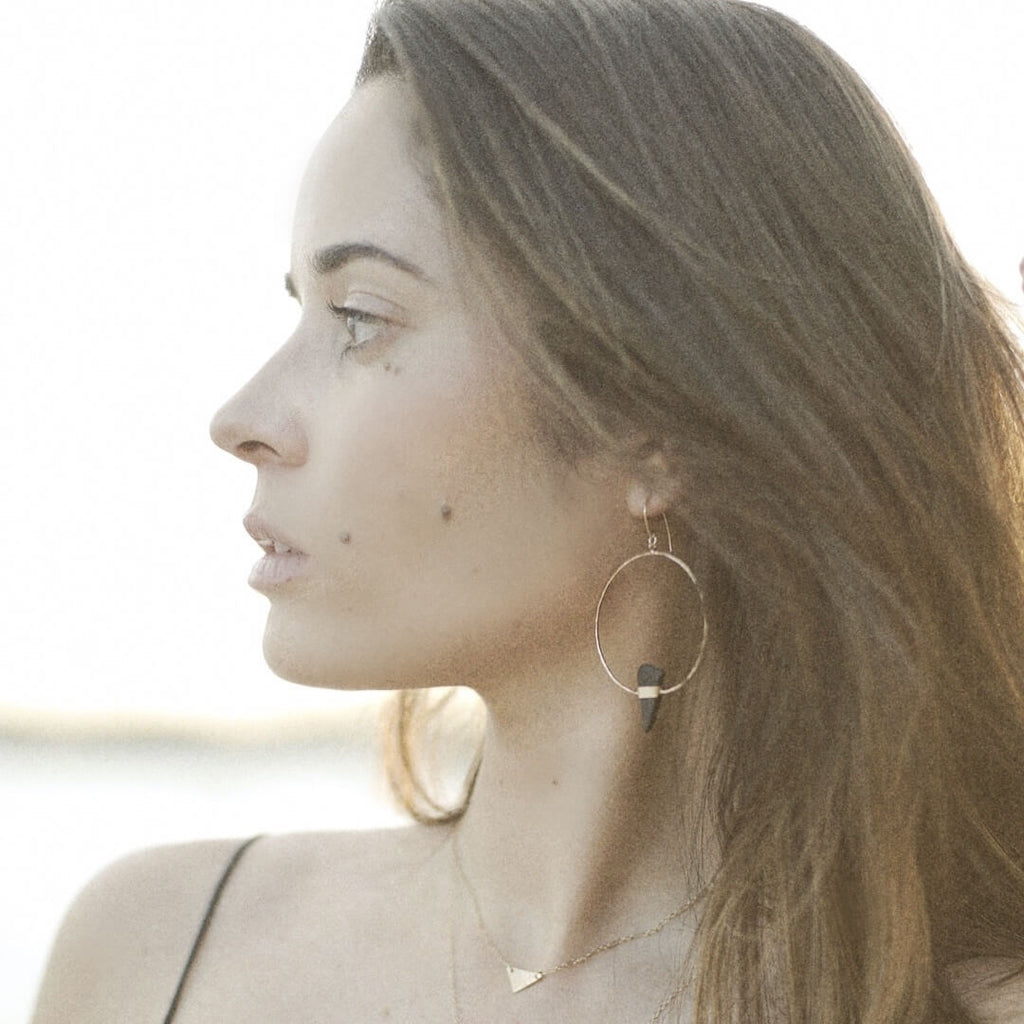 Katie Earrings | Sea Glass + Gold-Dark Olive Green-Ingrid Caduri Jewelry