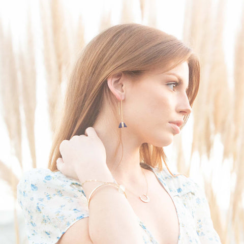 Heidi Earrings | Sea Glass + Gold Threaders-Soft Aqua-Ingrid Caduri Jewelry