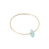 hammered gold bangle bracelet with sea glass